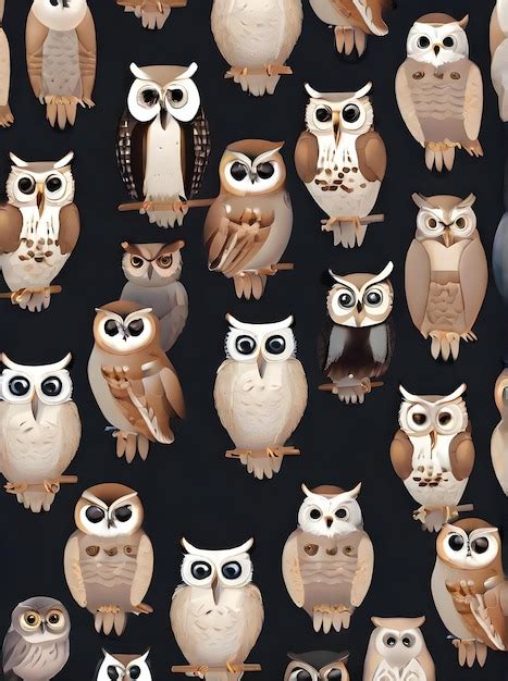 Premium Ai Image Owls On Painted Backdrop Realistic Knolling Neutral