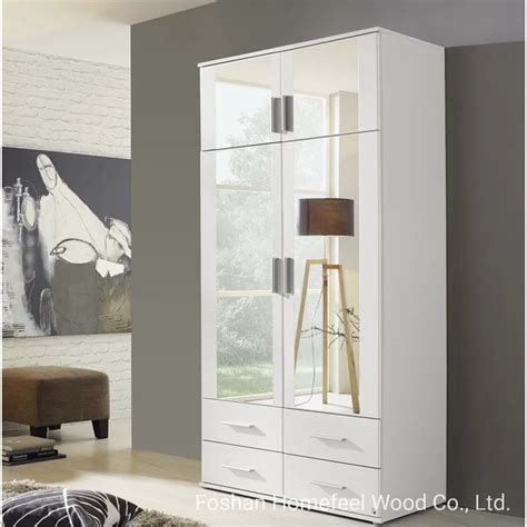 Modern 2 Door Mirror Wood Bedroom Clothes Wardrobe Design Hf Wb51