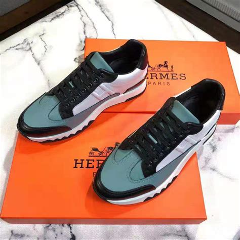 Hermes Men Trail Sneaker In Calfskin Blue Lulux