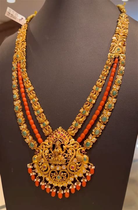 Antique Peacock Lakshmi Haram With Coral Beads Fashionworldhub