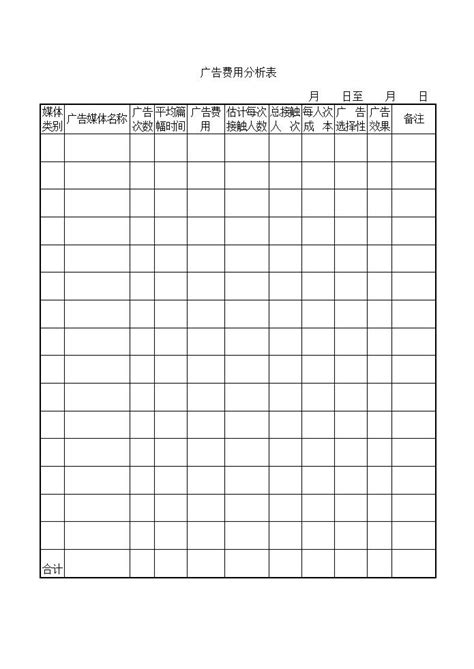 广告费用分析表word模板 我拉网