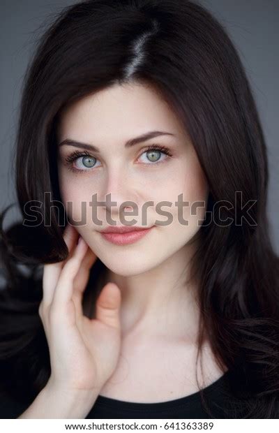 Natural Brunette Green Eyeswavy Hair Angelic Stock Photo 641363389 Shutterstock