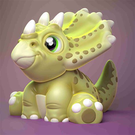 Cute Triceratops Print In Place 3d Models Download Creality Cloud