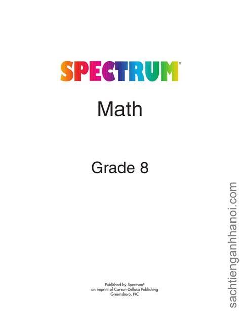 [download Pdf] Spectrum Math Grade 8 Có Kèm đáp án Sách Tiếng Anh Hà Nội