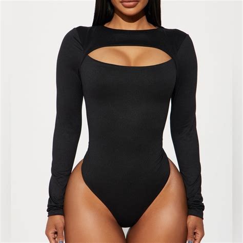 Naked Wardrobe Tops Nwt Naked Wardrobe Front Cutout Bodysuit In Black B L Poshmark