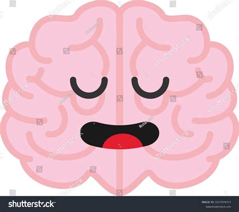 Vector Illustration Brain Closed Eyes Sleeping Stock Vector Royalty