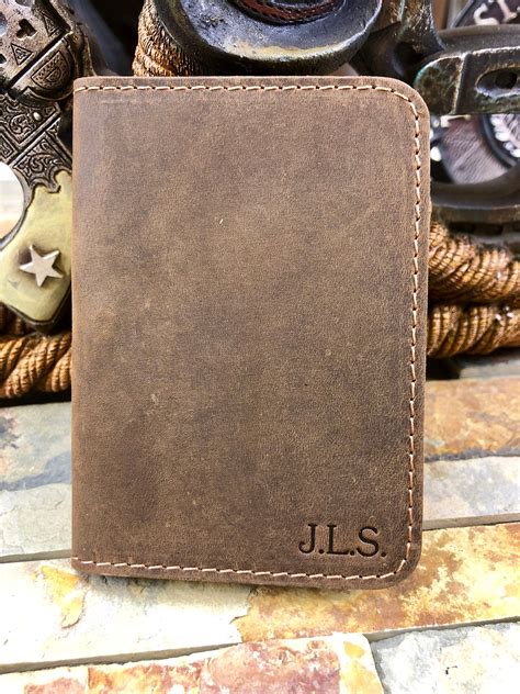 Monogrammed Leather Wallet Minimalist Mens Wallet Bifold Etsy