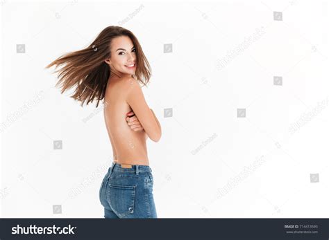 Side View Happy Half Naked Woman Stock Photo Shutterstock