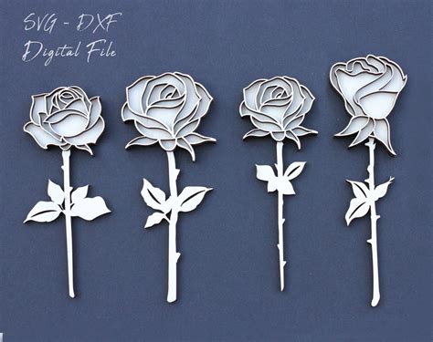 Floral Svg Roses Laser Cut File Roses Svg Glowforge Files Flower Svg Laser Cut Flower