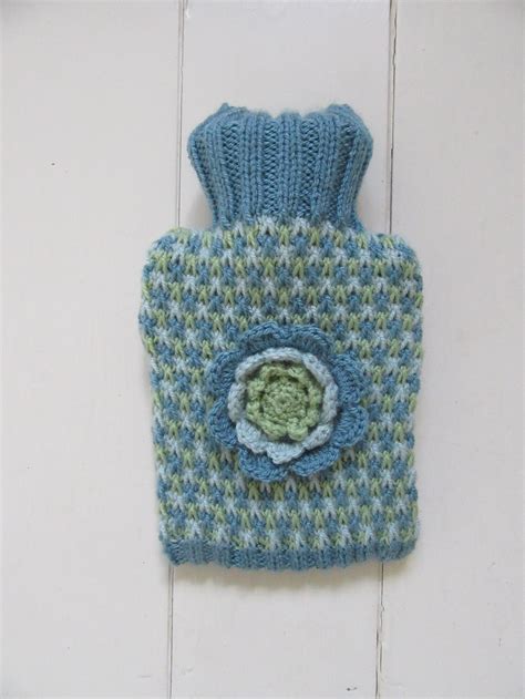 Hot Water Bottle Cover Nordic Blue Tweed Folksy