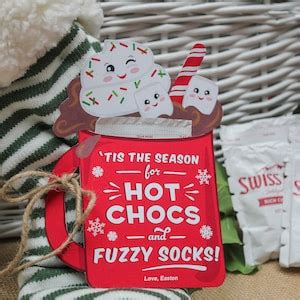 Hot Chocs Fuzzy Socks Christmas Gift Tag Printable Hot Cocoa Printable Hot Chocolate
