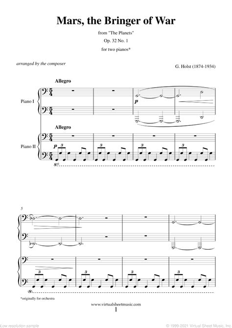 Mars Sheet Music For Two Pianos Pdf Interactive