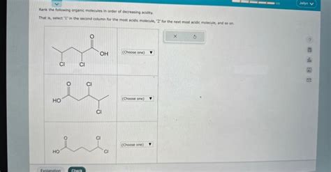 Solved Rank the following organic molecules in order of | Chegg.com