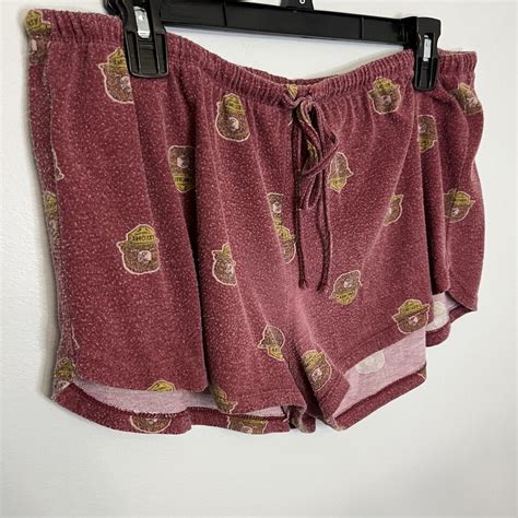 Smokey The Bear Women S Sleep Shorts Red Maroon Lounge Booty Knit Xl