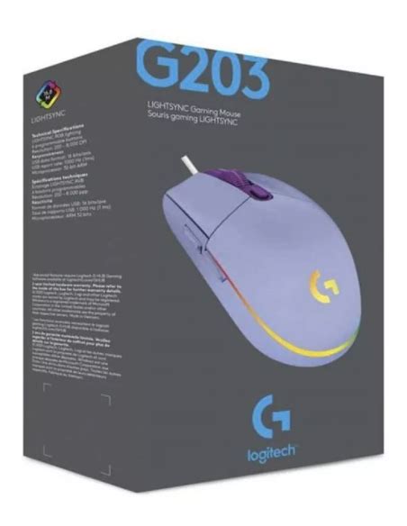 Mouse Logitech G203 Lightsync Rgb Usb Lila 6 Botones