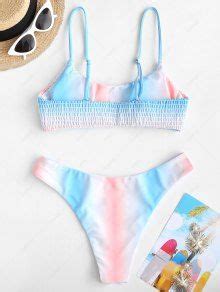 ZAFUL Ombre Smocked Bralette Bikini Swimwear In LIGHT BLUE ZAFUL 2026