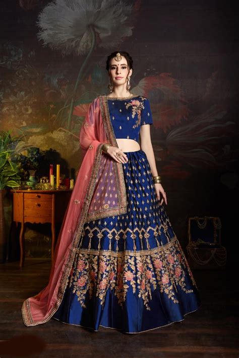 Blue Color Wedding Lehenga Choli With Dori Sequence And S