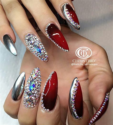 Tuy N Ch N M U Nail Designs Red And Silver C Y U Th Ch Nh T