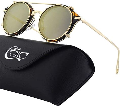 CGID E76 Clip On Steampunk Style Polarized Sunglasses Fashion Retro