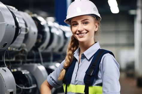 Premium Ai Image Labor Day Woman Industrial Worker In Hard Hat Air