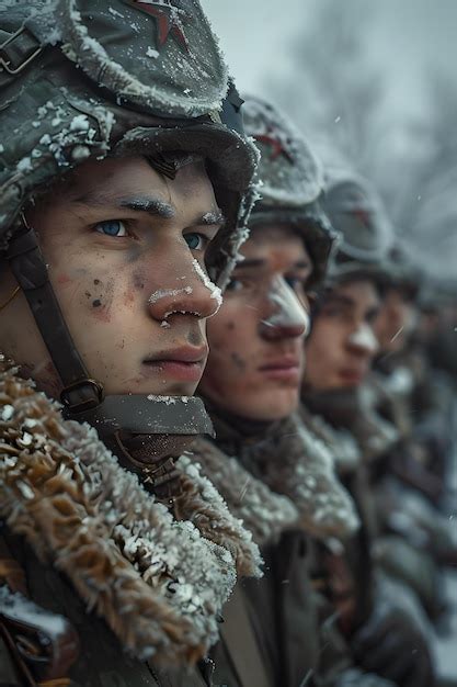 Soviet soldiers in winter gear | Premium AI-generated image