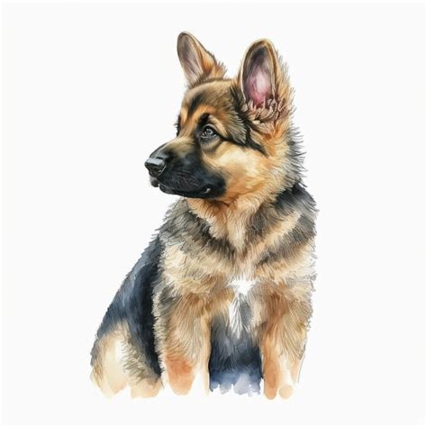 Premium Photo Watercolor German Shepherd Dog Puppy Sweet Cute