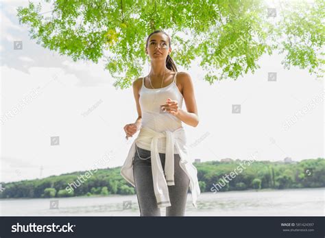 Portrait Attractive Brunette Female Runner Running Stock Photo Shutterstock