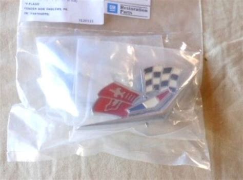 NEW 62 63 CORVETTE CHEVROLET FRONT FENDER CROSS FLAG EMBLEMS REPLACES