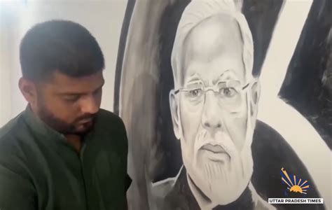 Amroha Painter Made An 8 Feet High Picture Of Narendra Modi From Coal