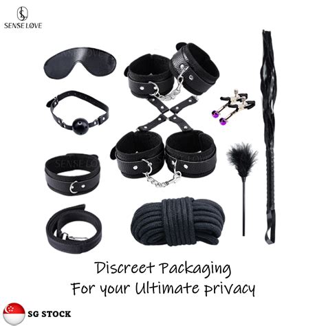 SG SenseLove Leather With Soft Fur SM BDSM Sex Toy Bondage Whip Handcuffs Leash Nipple Clamps