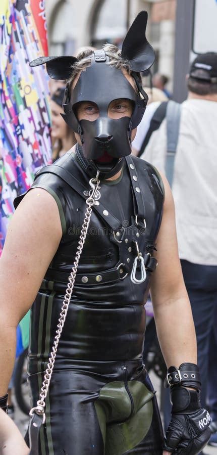 Bära För Man Piskar Hundhuvudet Som Deltar I Gay Pride Ståtar Också Bekant Som Christopher