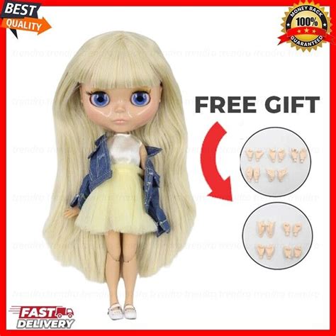 12 Nude Blythe Doll Straight Blonde Hair Glossy Face Jointed Body Tan Skin 1 6 EBay