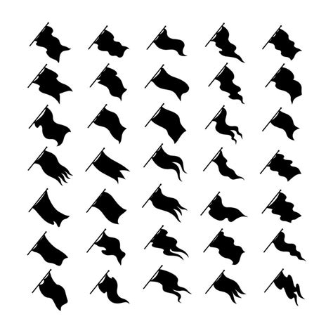 Vector Flag Silhouette Set Black Flag Icons 36593736 Vector Art At