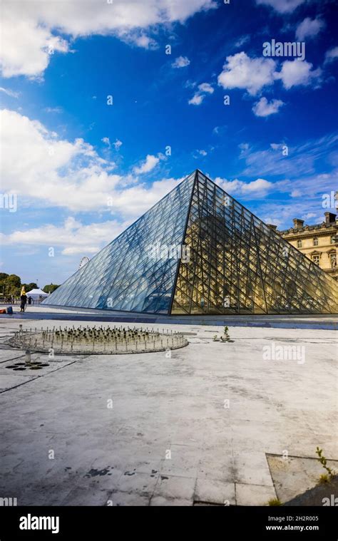 Paris France Aug 10 2021 A Vertical Shot Of Famous Louvre Museum