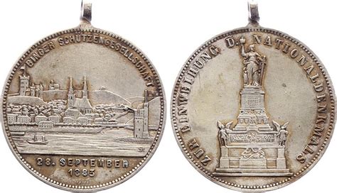 Bingen Stadt versilberte Bronzemedaille 1927 Winz Kratzer sehr schön