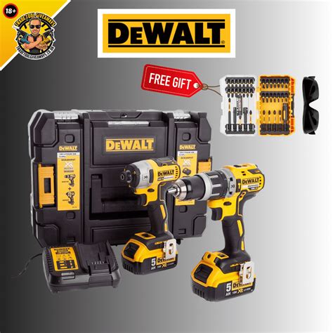 Dewalt 18v Brushless 2pc Kit + FREE 38pc Bit Set & Glasses - Power Tool ...