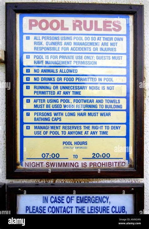 swimming pool rules sign Stock Photo - Alamy