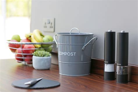 Dark Grey Compost Caddy 150x 6L Biobags Kitchen Compost Bin Metal