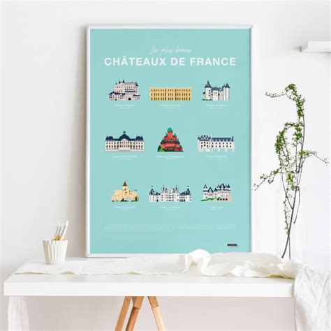 Affiche D Art Les Plus Beaux Ch Teaux De France X Cm Maisons Du