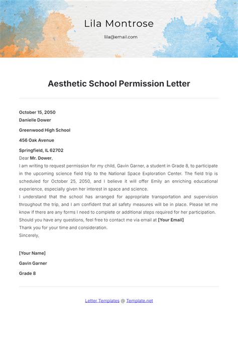 permission letter format