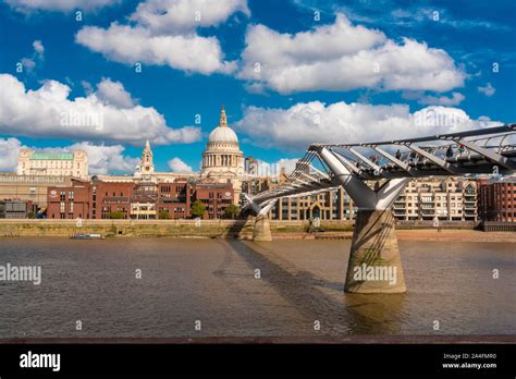 Cityscape Of The City Of London With The Millenium Bridge And St Paul