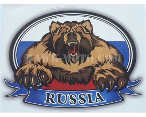 Наклейка "РУС Флаг Медведь"