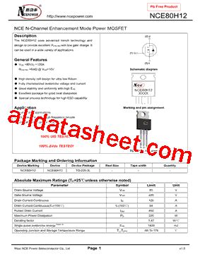 NCE80H12 Datasheet(PDF) - Wuxi NCE Power Semiconductor Co., Ltd