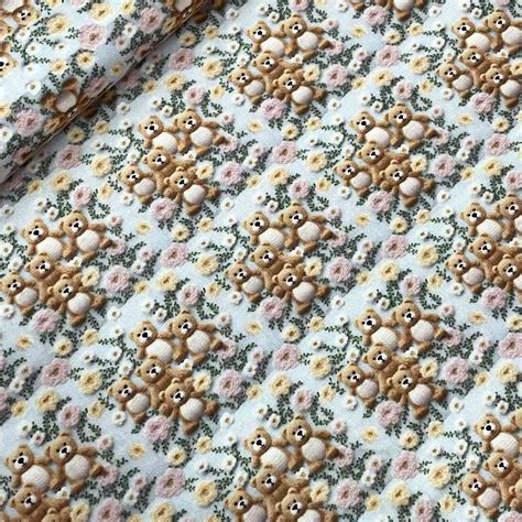 Tecido Tricoline Digital Fabricart Ursinhos Fundo Nude Cm X Mt Imp Rio Dos Tecidos Online