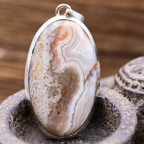 Pendentif En Argent Et Pierre Agate Crazy Lace