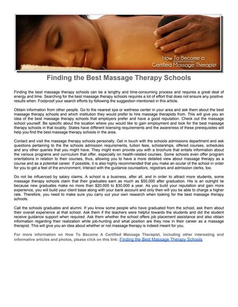 Finding the Best Massage Therapy Schools