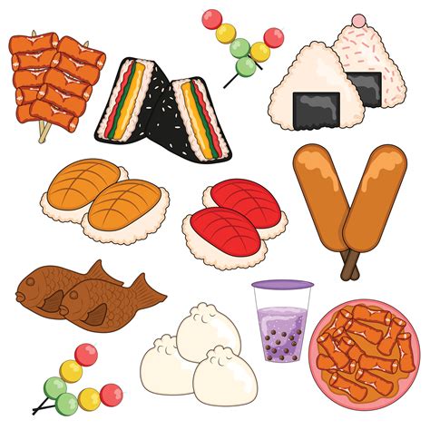 Korean street food, korean traditional food, asian food vector 16227908