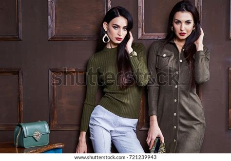 Two Beautiful Sexy Woman Brunette Hair Foto De Stock 721239943 Shutterstock
