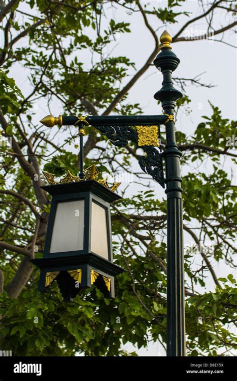 Street Lamp Pole In Traditional Lanna Style Stock Photo Alamy