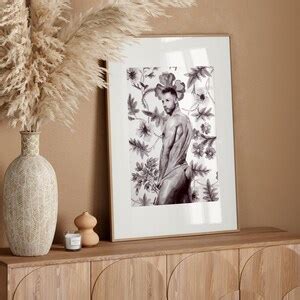 Nude Male From Behind Gay Wall Art With Spring Flowers Gift For Gay